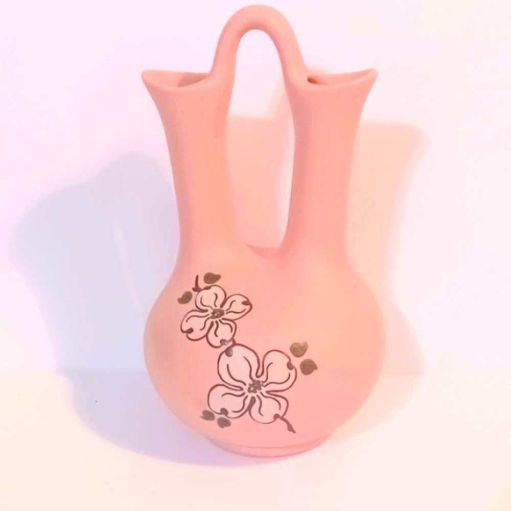 Pink Wedding Vase Pigeon Forge Pottery Double Stem Earthenware